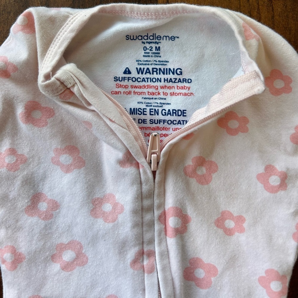 SwaddleMe 0-2 Months Swaddle Wrap Pod Sleep Sack Pink Flowers - Picture 3 of 4